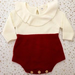 Baby Girl Red Color Block Onsie